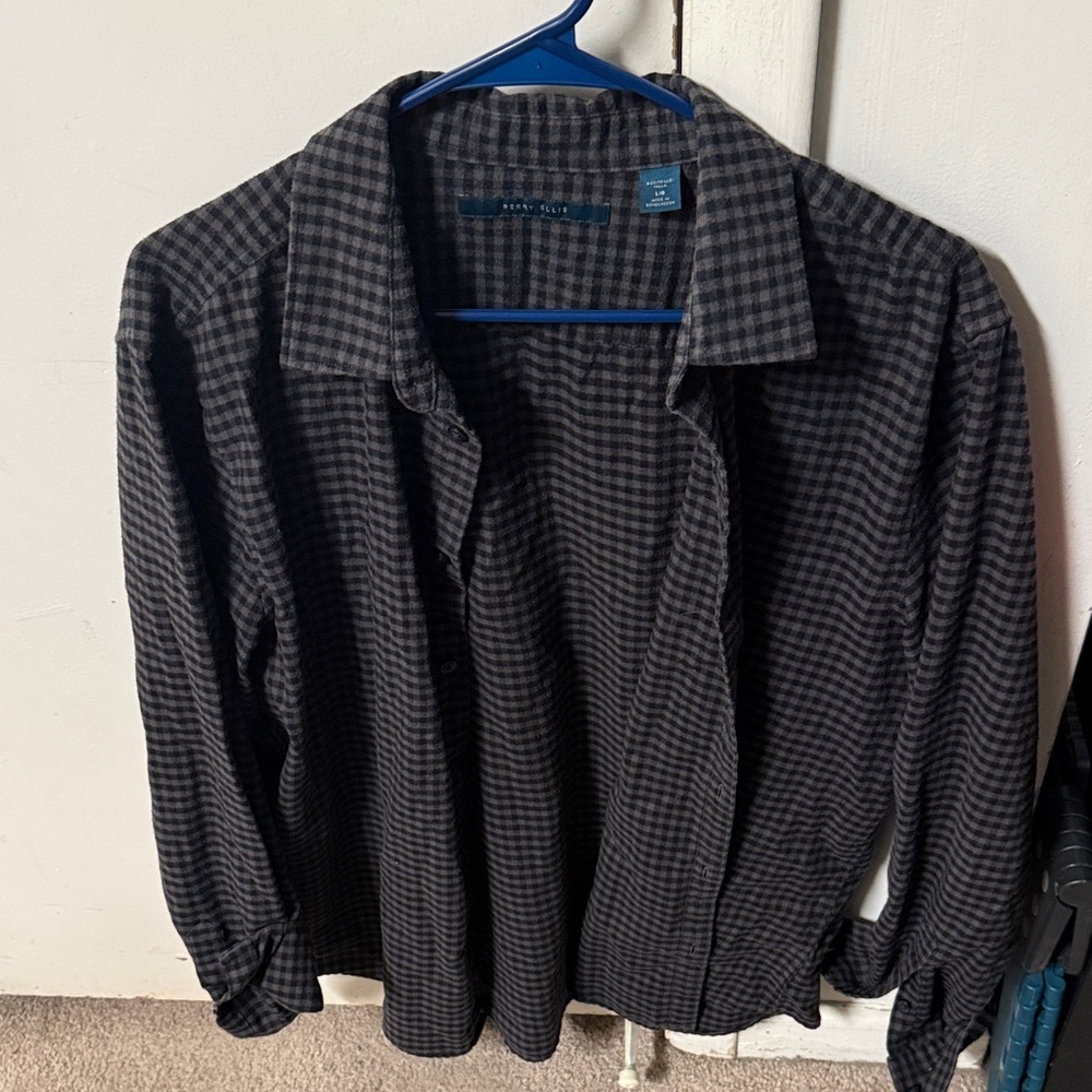 Perry Ellis Men's Dark Gray Checkered Shirt Jacket